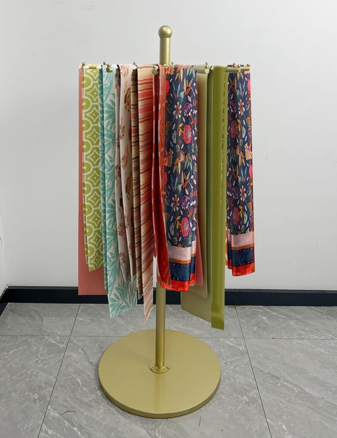 360-Degree Rotating Stand With 12 Arms（100lb Capacity） Storage for Scarves, Bags, Shawl, Etc | Heavy-Duty Metal Rack for Retail Stores, Boutiques & Home Organization