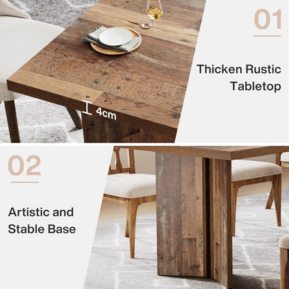 Tribesigns 63-inch Dining Table for 4-6, Farmhouse Kitchen Table with Large Tabletop, Rectangular Dinner Eating Table for Dining Room, Living Room, Kitchen, Distressed Brown