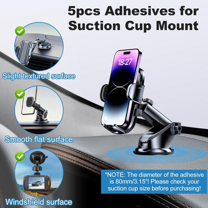 Adhesive Pad for Dashboard Suction Cup Mount, Sticky Pad Replacement for Car Cell Phone Mount, 5pcs 3.15"(80mm) Double-Sided Mounting Sticker Gel Tape for Magnetic Holder Base Windshield Dash Cam