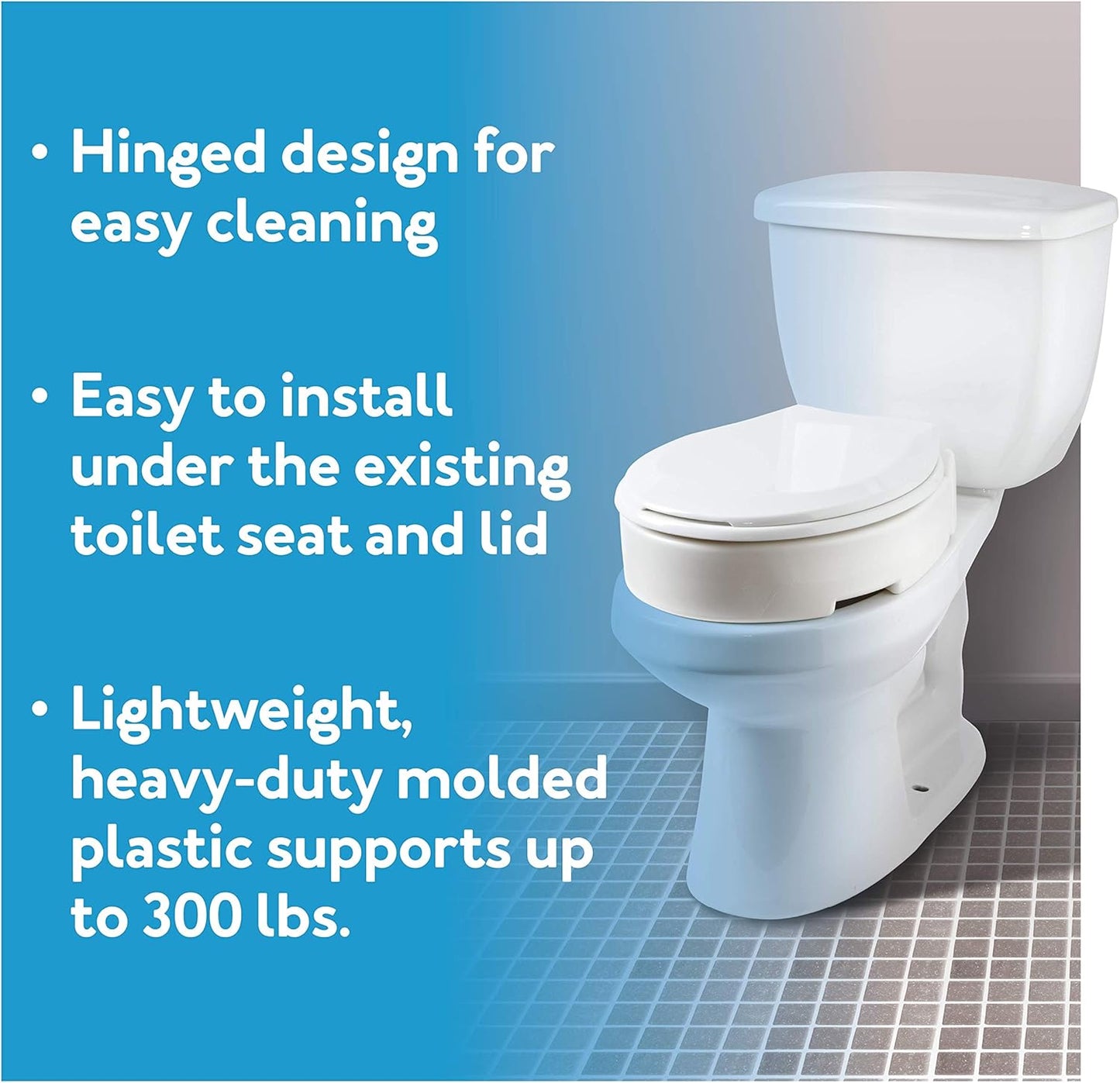 Carex Health Brands Hinged Toilet Seat Riser, Round