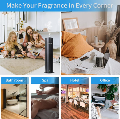 Smart Scent Air Machine, Waterless Essential Oil Diffuser with Smart Cold Air Technology,Bluetooth and Remote Control Equipment, for Home Large Room Hotel, Spa, Office (Black)