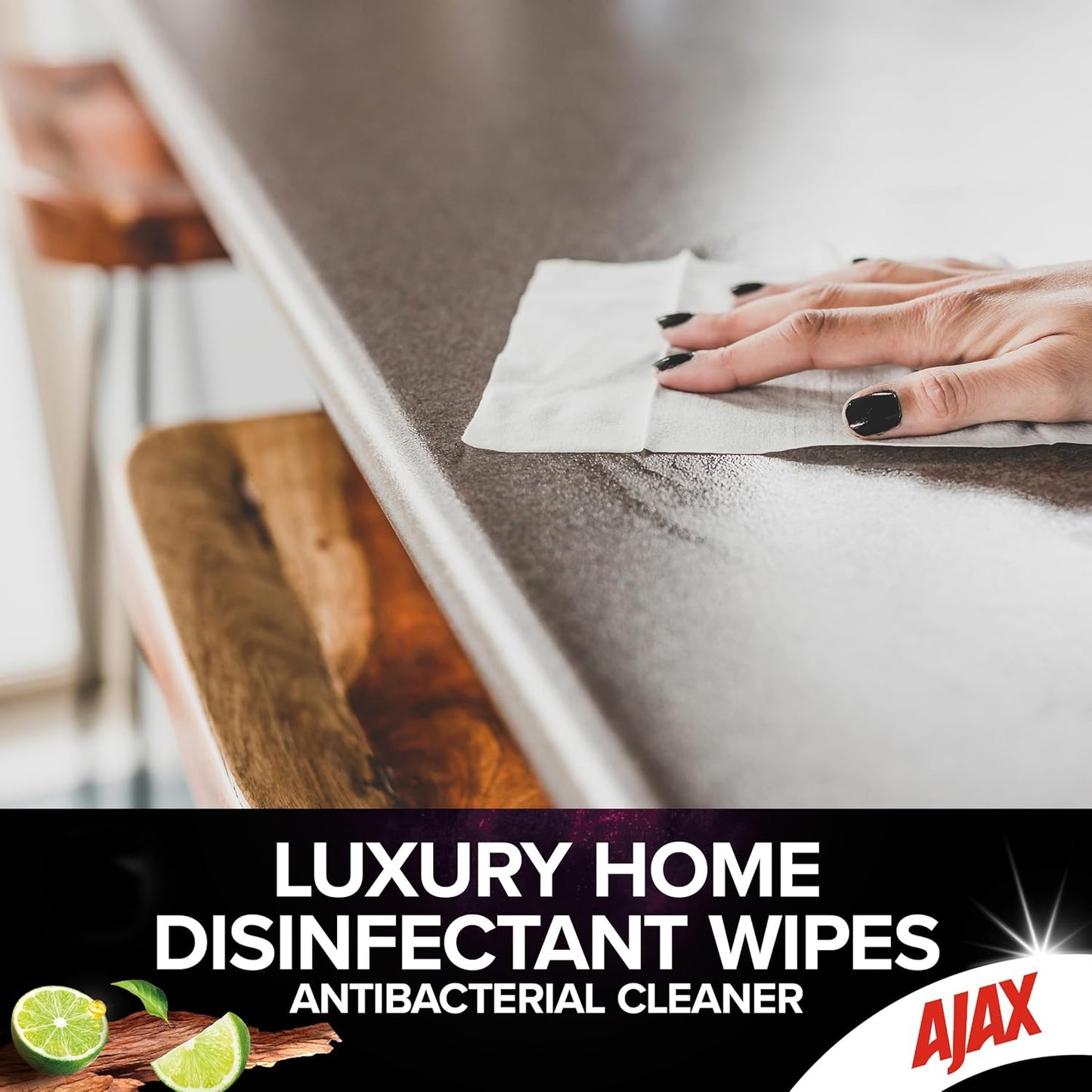 Ajax Luxury Home Multipurpose Cleaning Wipes Crisp Lime & Sandalwood 110 Pack