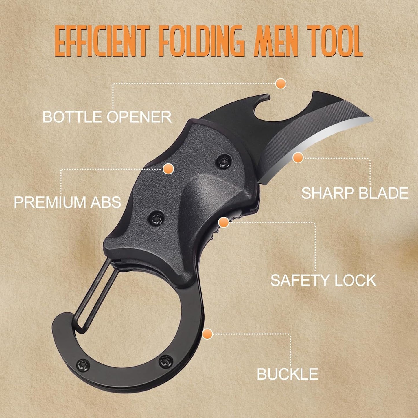 Small Multitool with Safety Lock, Bottle Opener Gear, Everyday Carry Pendants for Outdoor, Men EDC Box Cutter Outdoor Camping Hiking Tools