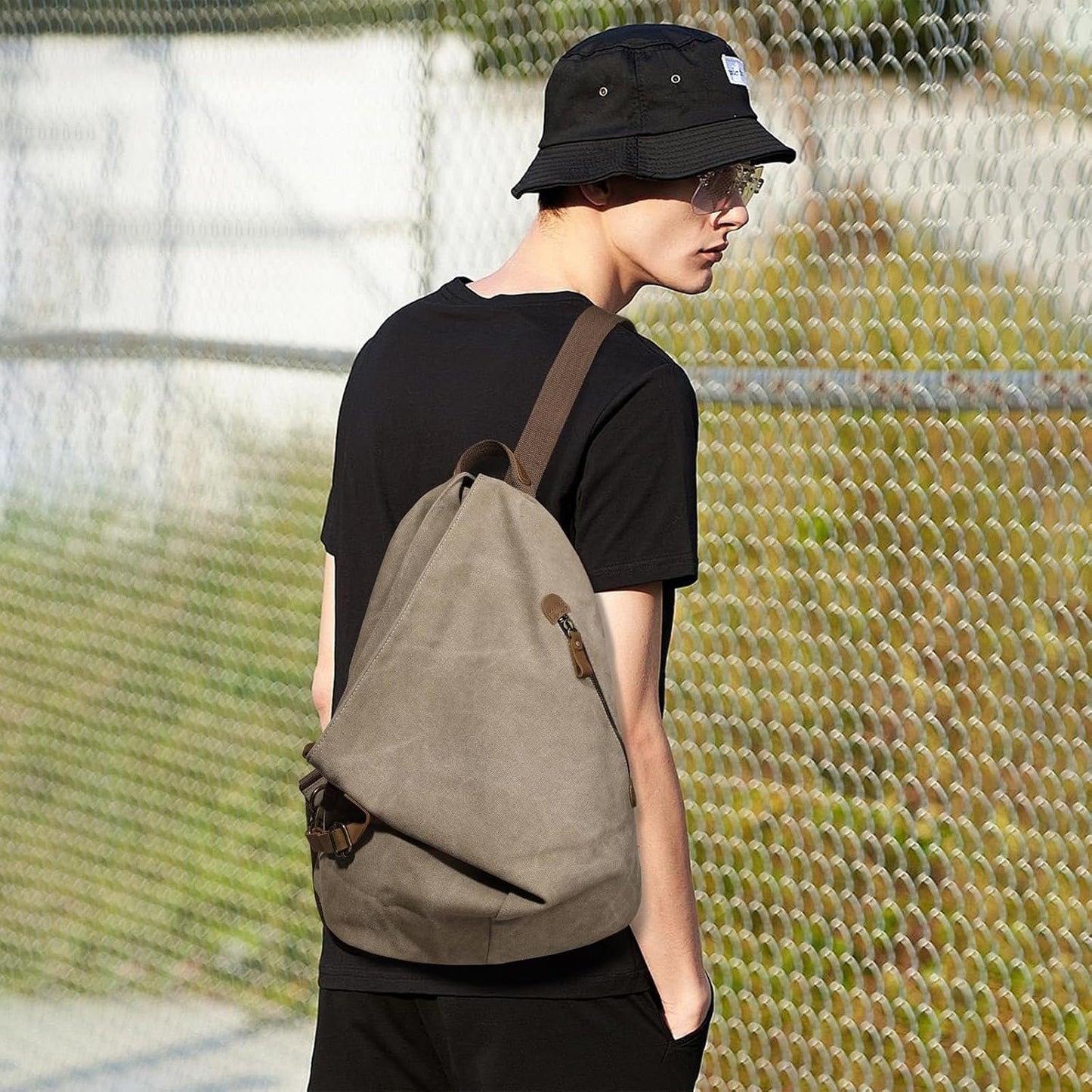 Canvas Vintage Backpack – Large Casual Daypack Outdoor Travel Rucksack Hiking Backpacks Shoulder Bag for Men Women
