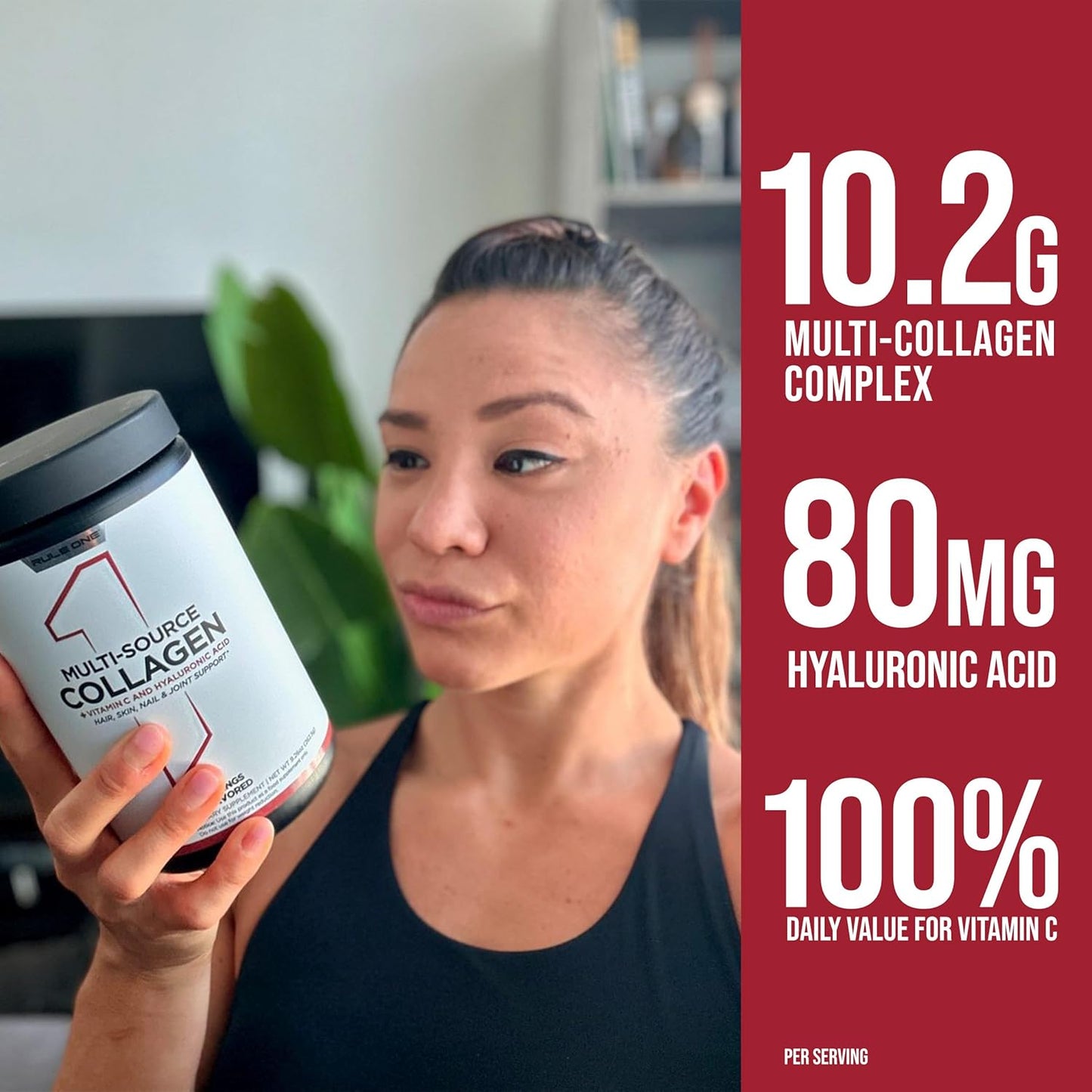 Rule1 R1 Multi-Source Collagen Hair Skin Nail & Joint Support Supplement 306 g, Unflavoured (30 Servings)