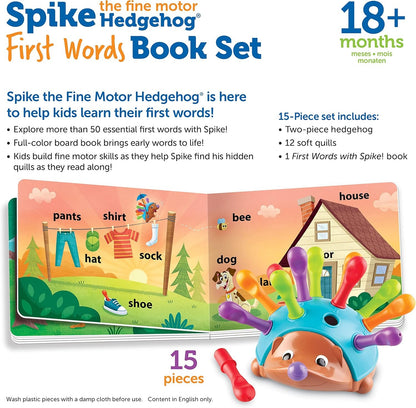 Learning Resources LER9123 Spike Hedgehog First Words, Book Set Top, Toys, Fun, Preschool Fine Motor Skills, Toddler Activity, 15 Pieces, Age 18 Months+