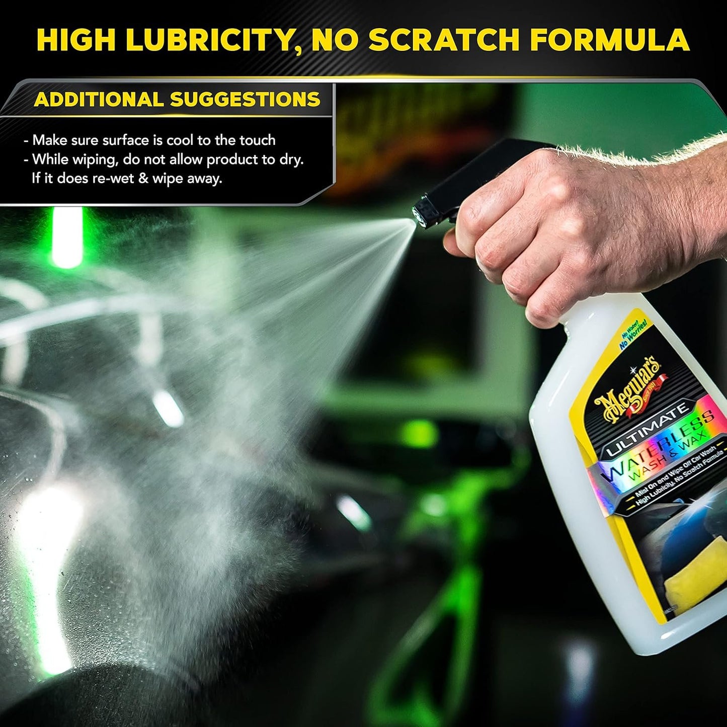 Meguiar's Ultimate Waterless Wash & Wax, Scratch-Free Waterless Car Cleaning Spray That Makes Detailing Quick and Easy, 2-in-1 Cleaner and Protection to Help Your Ride Shine, 26 Oz