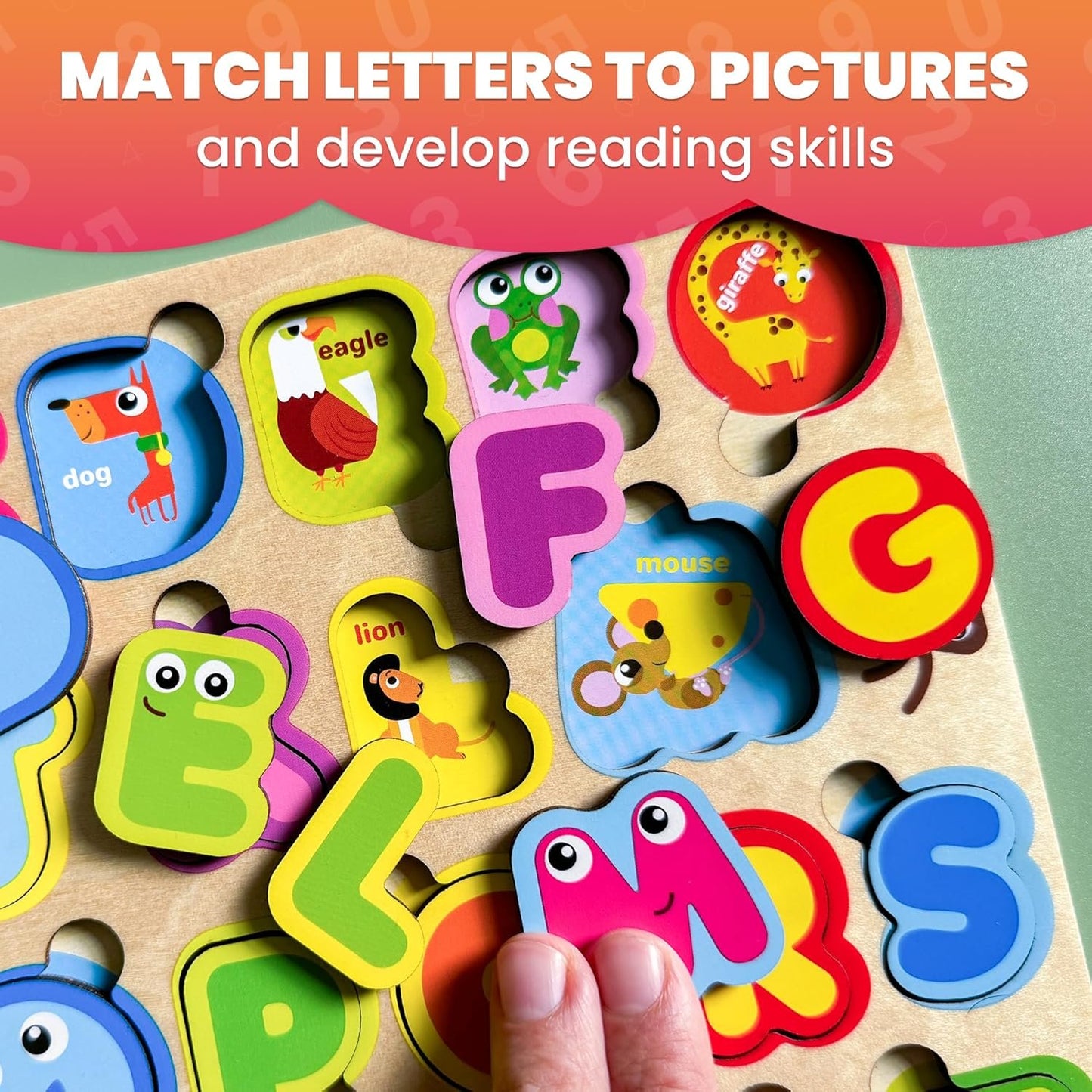 QUOKKA Montessori Alphabet Puzzle for Toddlers 2-4 Years - Educational Wooden Puzzles for Kids Ages 3-5 - Learning Toy Letters and ABC Recognition - Preschool Activity Board - Learning Activities