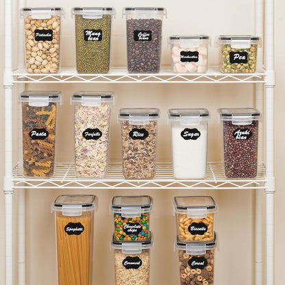 Vtopmart Airtight Food Storage Containers Set with Lids, 15pcs BPA Free Plastic Dry Food Canisters for Kitchen Pantry Organization and Storage, Dishwasher safe,Include 24 Labels