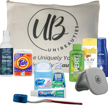Travel Essentials:Travel Size Products Bundle with Mini Travel Size toiletries Including Mini Deodorant Travel Size mouthwash Travel Size Toothpaste, Laundry Sink Packets & Travel Organizer