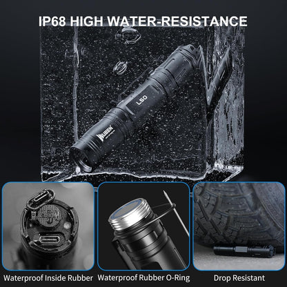 WUBEN L50 Rechargeable Flashlights 1200 High Lumens, LED Tactical Flashlight Super Bright, IP68 Waterproof Flash Light with 5 Modes, Lampe de Poche for Outdoor, Emergency, Camping, Hiking, Home