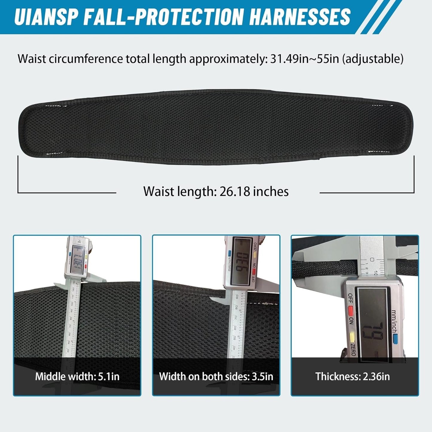 UIANSP Safety Harness Fall Protection Kit:safety harness fall protection harness roofing harness Blue black Safety harness Shock Absorbing Lanyard - Updated Comfortable Waist Pad Roofing Harness