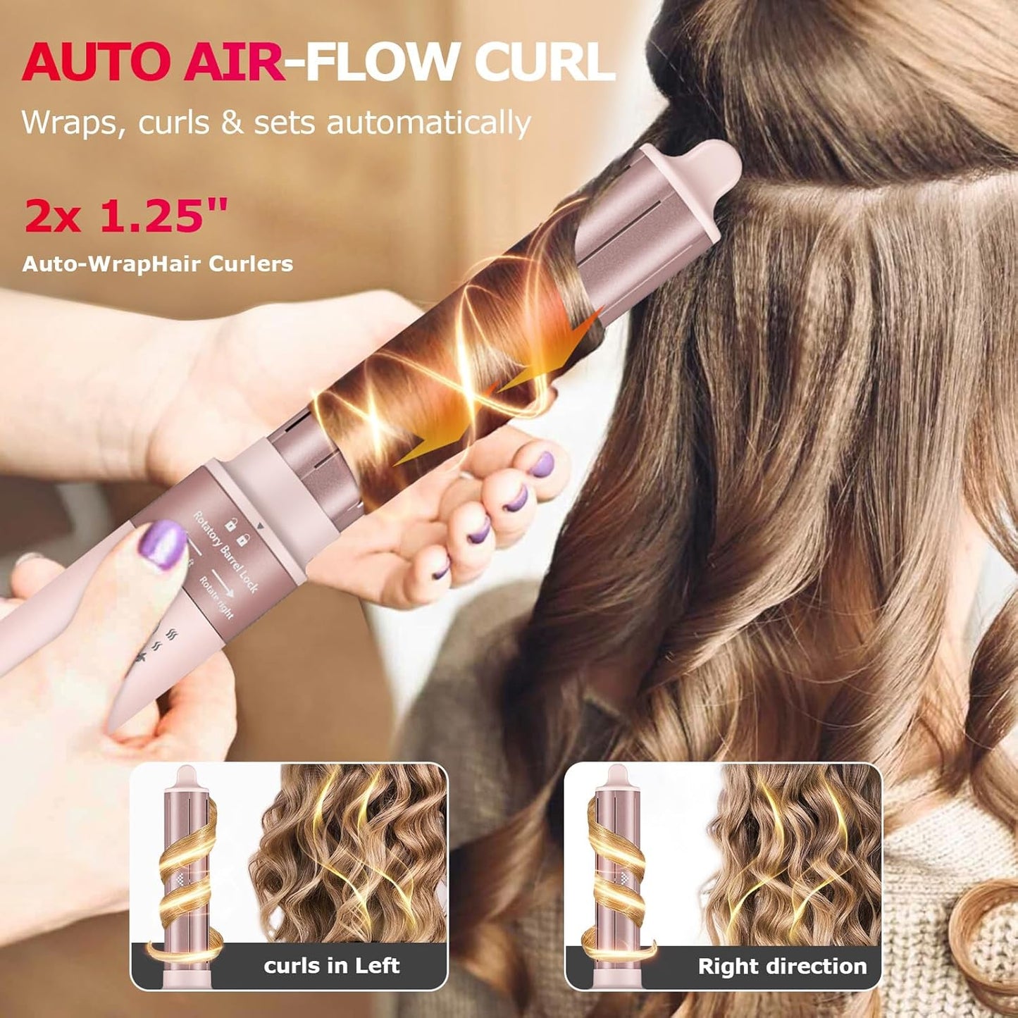 5 in 1 High-Speed Hot Air Styler - Professional Frizz-Free Hair Dryer Brush, Fast Drying Hair Dryer, No Heat Damage Air Styler Wrap - Curl, Volumize, Straighten with Travel Bag