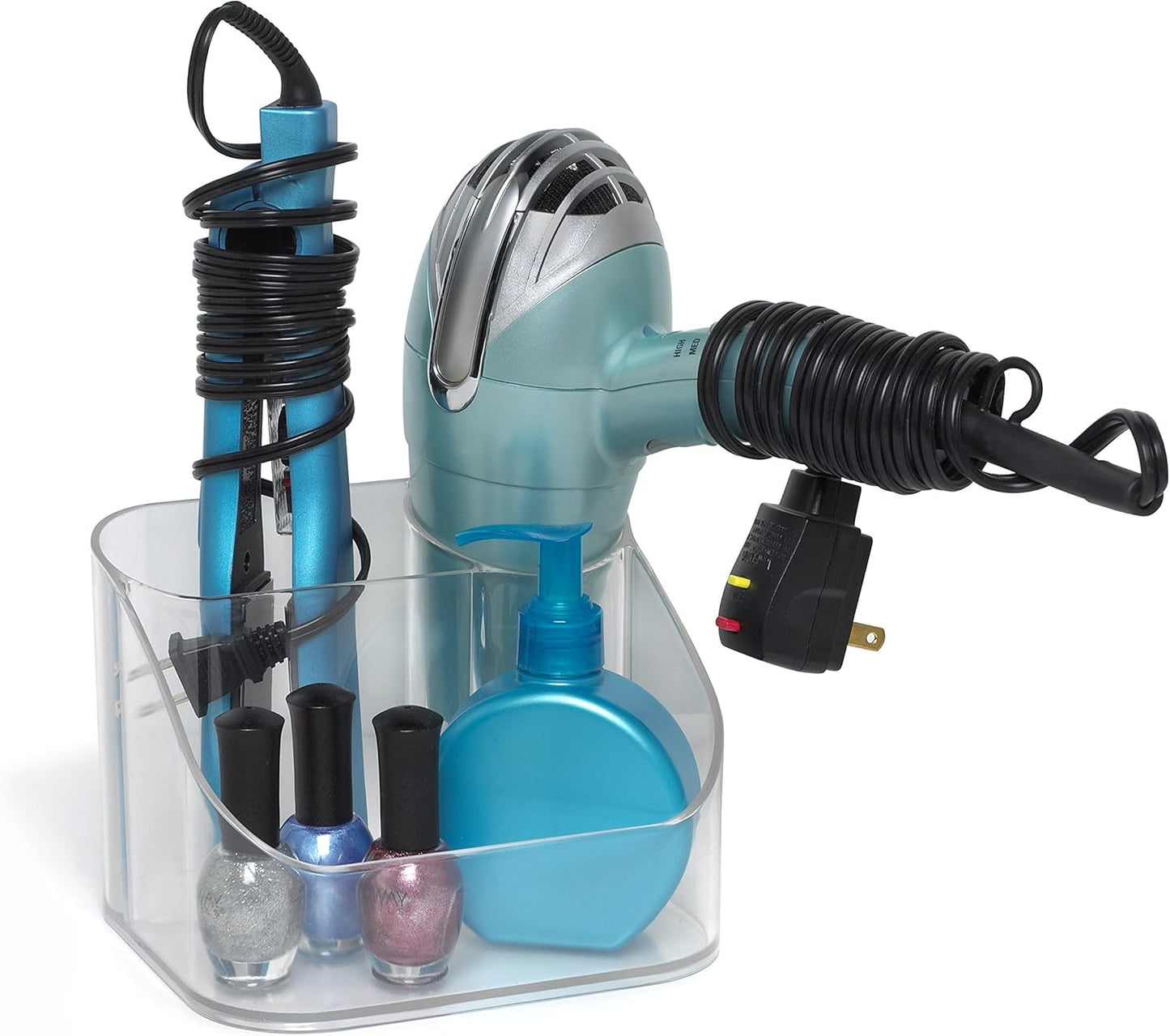 Spectrum Diversified 02650 Contour Countertop Hair Care Caddy, Clear