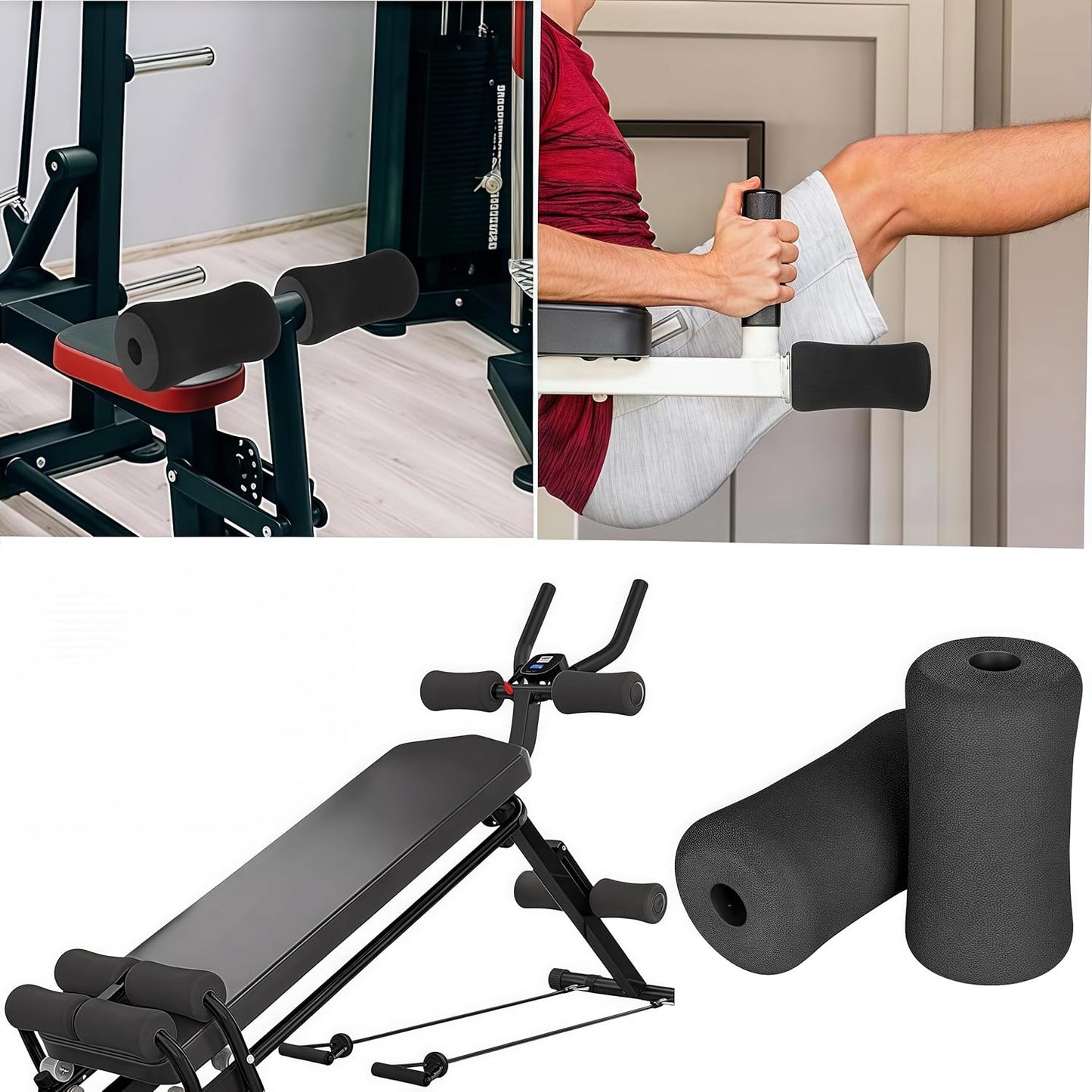 Foam Foot Pads Rollers, 4 pcs Replacement Foam Foot Pads, Weight Bench Leg Extension Curl Attachment for Home Gym Replacement Parts