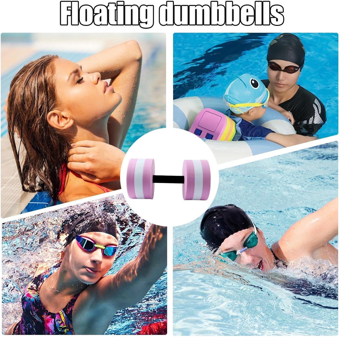 Water Dumbbells, High Density Foam Weights, Aquatic Exercise Set, 2X Adjustable Resistance, Pool Workout Gear, Ideal for Men, Women, Swimming, Water Aerobics Training