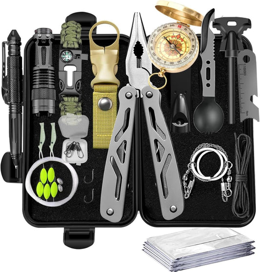 Gifts for Men Dad Husband Him, Survival Kits 16 in 1,Stocking Stuffers for Adults Men, Survival Gear and Equipment, Fishing Hunting Birthday Gifts Ideas for Him Boyfriend Teen Boy, Cool Tools Gadget