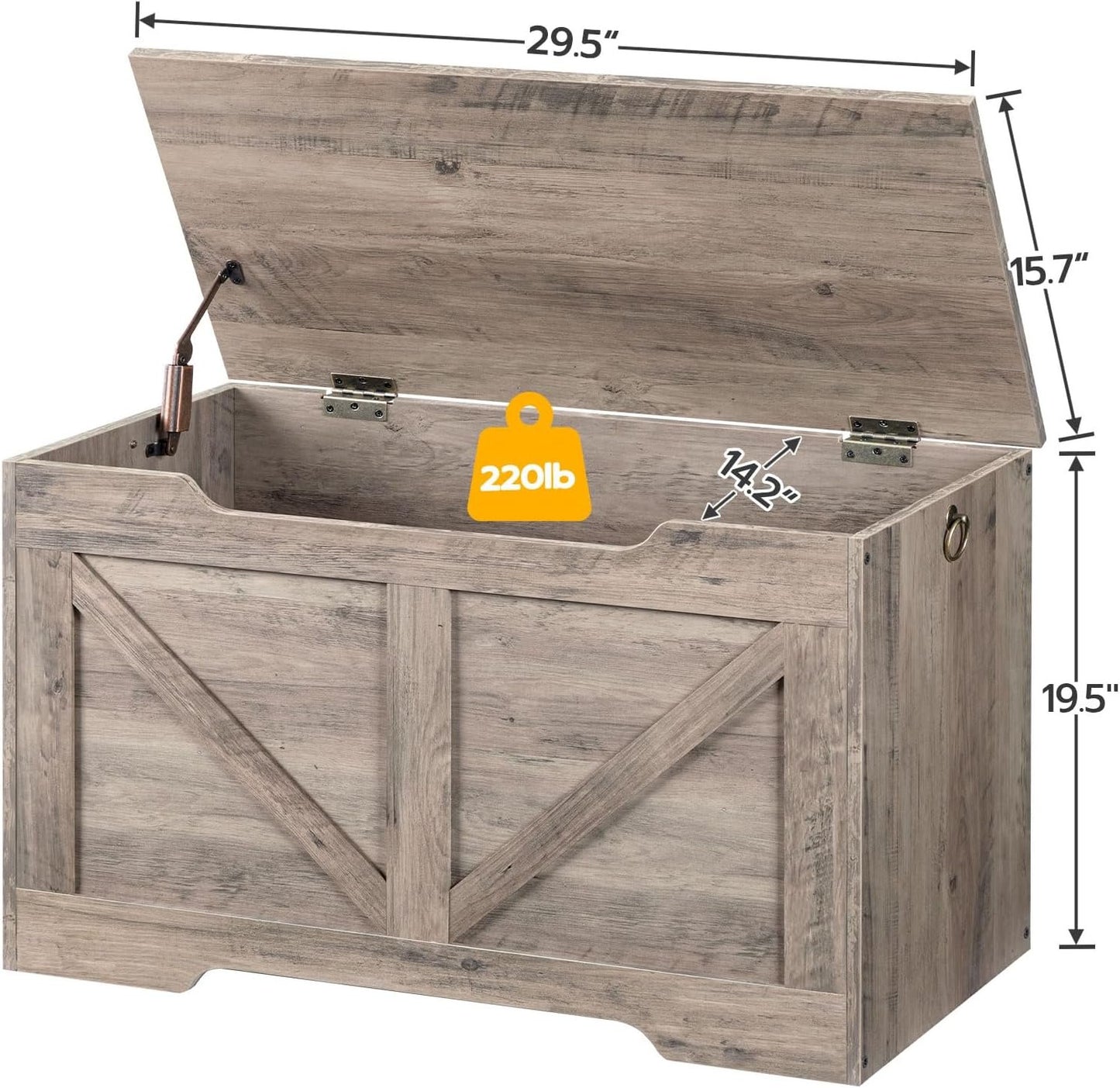 HOOBRO Storage Chest, 75 cm Retro Toy Box Organizer with U-Shaped Cut-Out Pull, Storage Bench, Safety Hinge, Sturdy Toy Chest, Wooden, Supports 100 kg, Easy Assembly, Greige BG77CW01