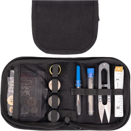 Military Survival Sewing Kit With Buttons for Men or Women - Small Repair Tools in Durable Nylon Case With Zipper Closure for Home, Outdoor, and Travel