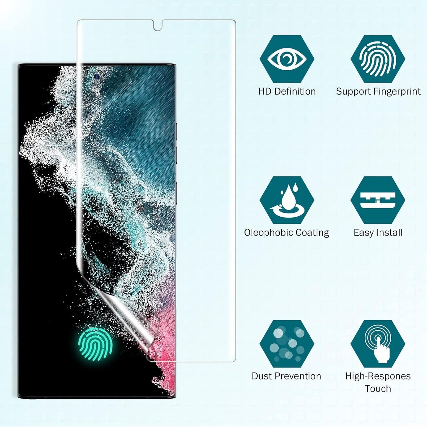 EGV 3 Pack Compatible for Samsung Galaxy S22 Ultra Screen Protector Flexible TPU, Full Coverage, Scratch Resistant, Easy Installation, Case Friendly, Bubble Free