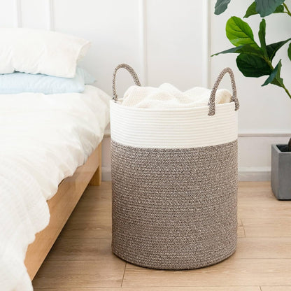 INDRESSME Extra Large Laundry Basket,Woven Laundry Hamper with Handles,Baskets Storage Organization for Blanket Home Décor,Tall Rope Storage Basket for Towels, Pillows,16 x 20 inches