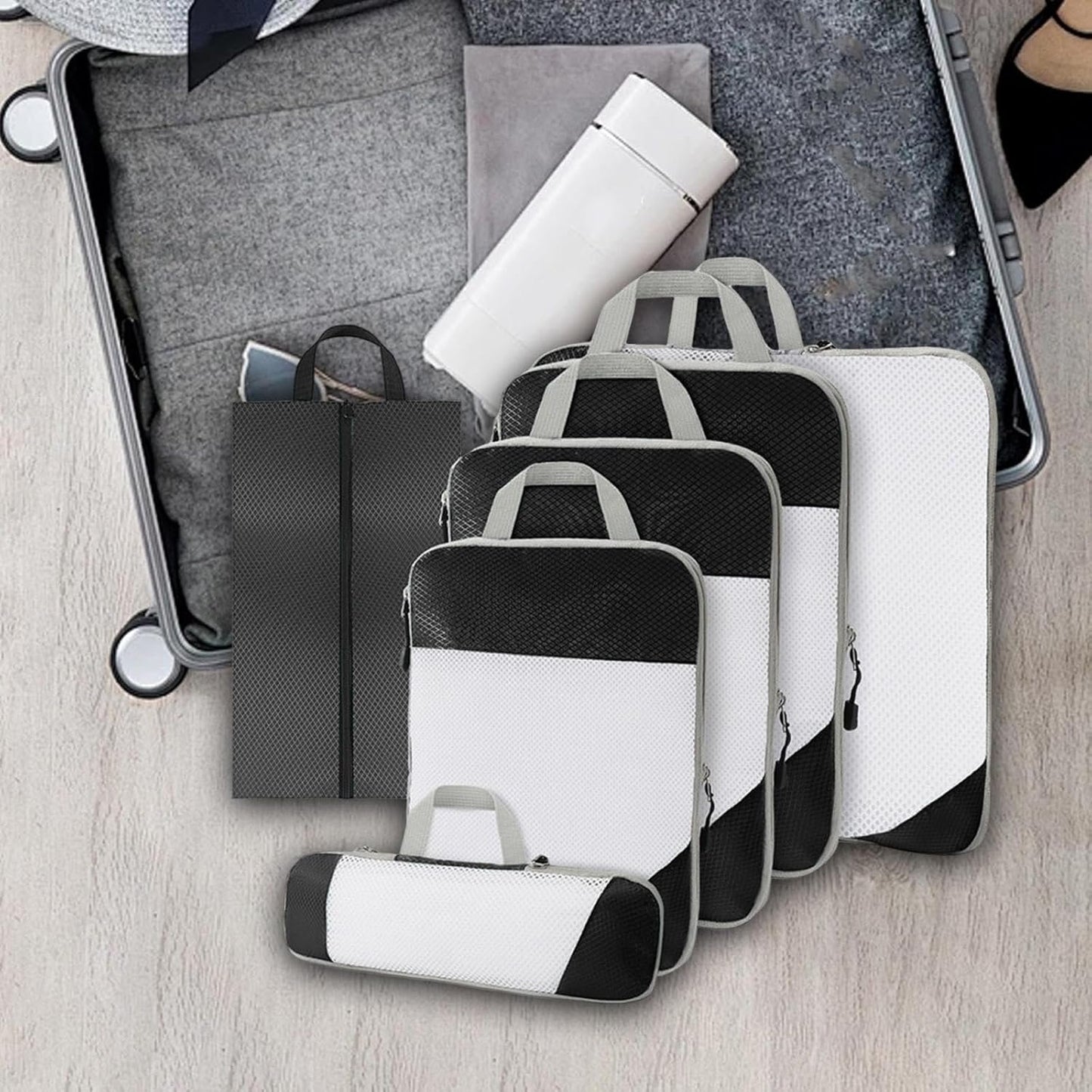 Gralara Ultimate Travel Packing Cubes Set for Seamless Organization, Black