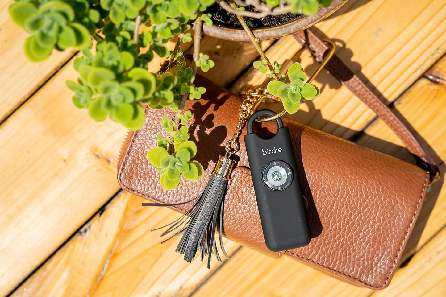 She’s Birdie––The Original Personal Safety Alarm for Women by Women––130dB Siren, Flashing Strobe Light, Solid Brass Key Chain and Key Ring in 5 Pop Colors. (Charcoal)