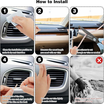 SAHENITEANA 16.4Ft Bling Car Trim Self Adhesive, DIY Rhinestone Interior Accessories Set for Women, Dashboard Decoration Strips Line Molding (Silver)