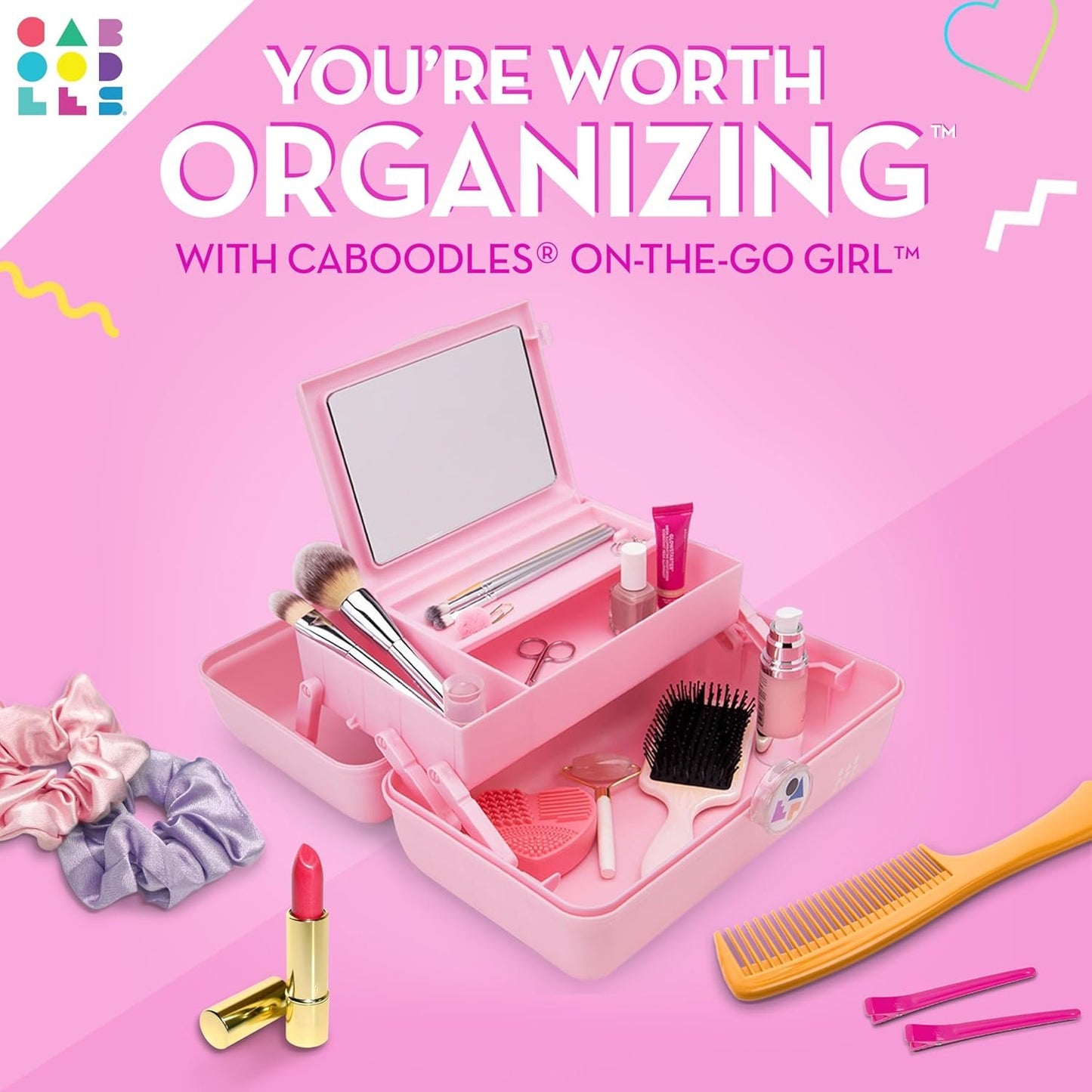 Caboodles Twilight Disco - On-The-go Girl Costmetic Organizer Make-up & Accessory Carry Case, Pink Sparkle