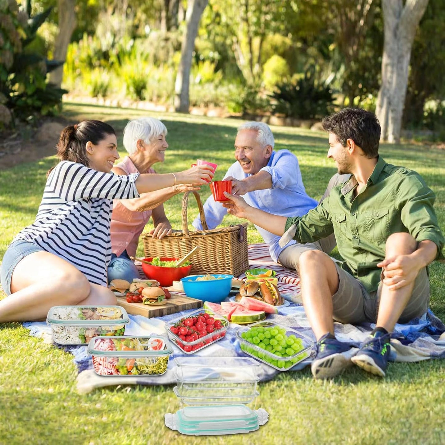 KITHELP 10 PACK 1050ml & 370ml Glass Food Storage Containers with Airtight Lids - Glass Meal Prep Containers - Microwave, Oven, Freezer and Dishwasher Safe, BPA-free