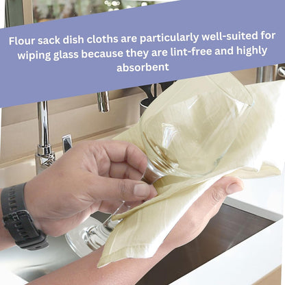 WHITEWRAP Dish Cloths Cotton| Dish Towels Absorbent and Lint Free Flour Sack| Dish Cloths for Kitchen Washing Dishes| Fast Drying Dish Rags| 12 Pack 13"x13" Natural