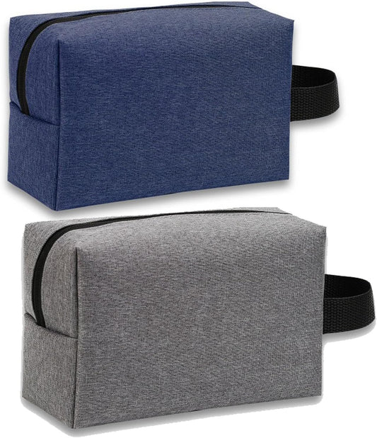 2 Pack Toiletry Bags for Men, Veyarien Portable Travel Wash Shaving Bags Gym Shower Bathroom Bag Shaving Dopp Kit Makeup Cosmetic Bag Organizer for Toiletries Accessories (Grey+Blue)