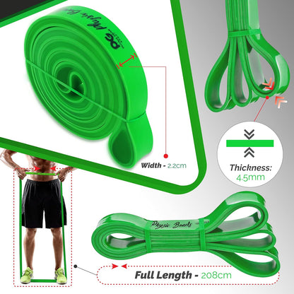 Physix Pull Up Assistance Bands - Looped Resistance Bands, Workout Rubber Bands for Exercise HIIT Muscle Toning Stretching Powerlifting Physical Therapy Pilates Yoga (1 Band, w/eGuide)
