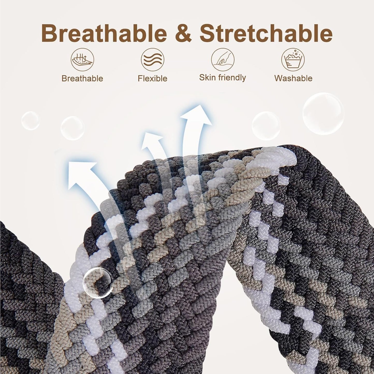 EverAct 22mm Magnetic Braided Watch Bands Compatible with Garmin Vivoactive 4/Venu 3/Venu 2/Forerunner 265/255/255 Music, Quick Release Elastic Nylon Soft Sport Stretchy Strap for Women Men