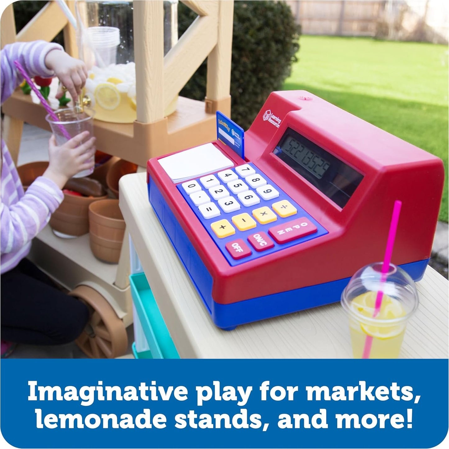 Learning Resources Pretend & Play Calculator Cash Register - 73 Pieces, Ages 3+ Develops Early Math Skills, Play Cash Register for Kids, Toy Cash Register, Play Money for Kids
