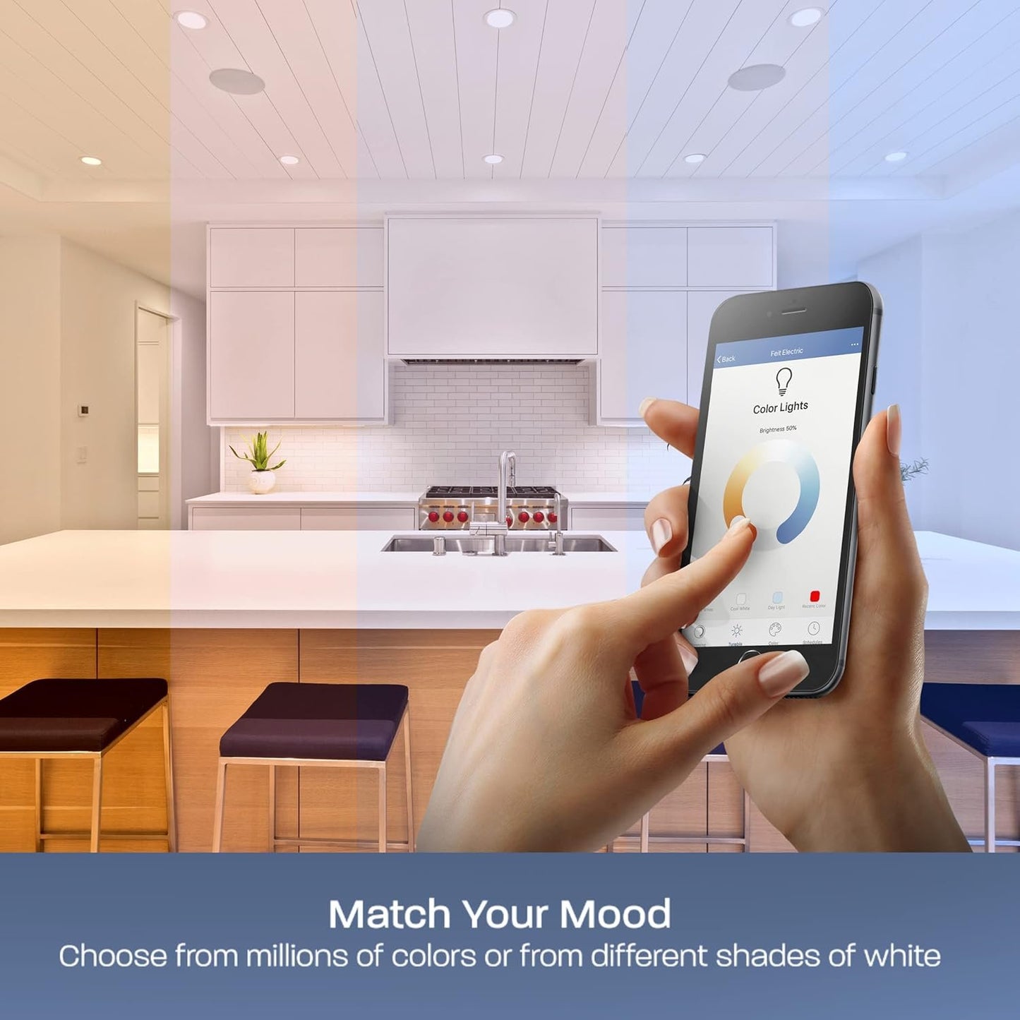 Feit Electric Smart Recessed Downlights, 5-6 Inch, Wi-Fi LED, Dimmable Color-Changing, 1000 Lumens, 11.1W (75W Equivalent), Voice & App Control, Daylight to Soft White, 50,000 Hour Lifespan