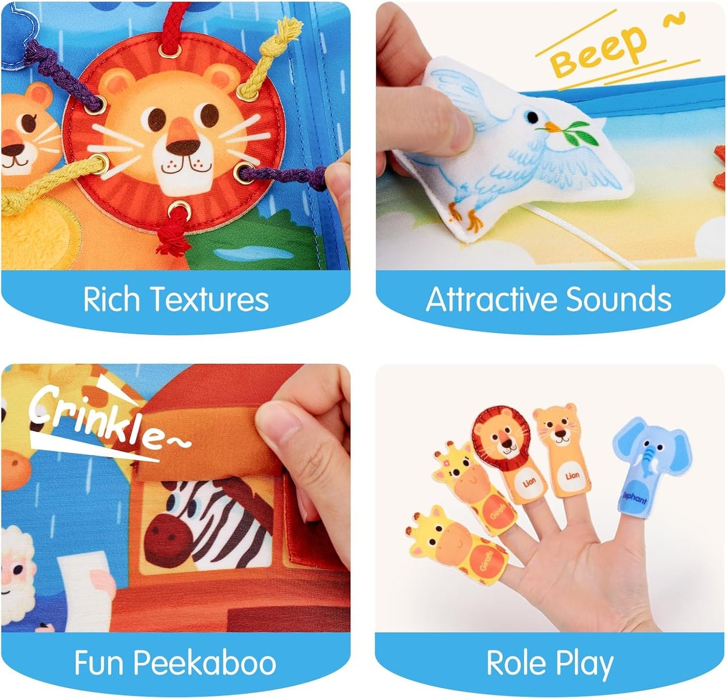 hahaland Busy Book for Toddlers 1-3 - Noah's Ark Montessori Toddler Busy Board - Quiet Book Educational Toddler Toys for 1 2 3 Year Old Boy Girls Gifts, Early Learning, Self-Exploration Travel Toys