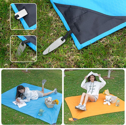 TRIWONDER Pocket Blanket Picnic Beach Mat Waterproof Outdoor Blanket Handy Mat for Travel, Camping, Hiking, Park (Black, L - 150x180cm)