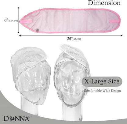 DONNA Extra Large Mesh Wrap 1pc HEADBAND, Mesh Wrap for Women’s Hair for Face Wash, Makeup Hair Accessories Headbands, 1PC BROWN COLOR