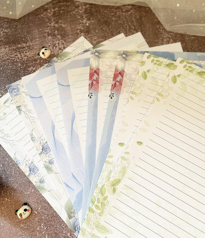 IMagicoo 52 Lined Writing Stationery Paper, Beautiful Designs for Writing Letter, Notes, Invitations, Craft, 4 Different Style (11.7 x 8.26")