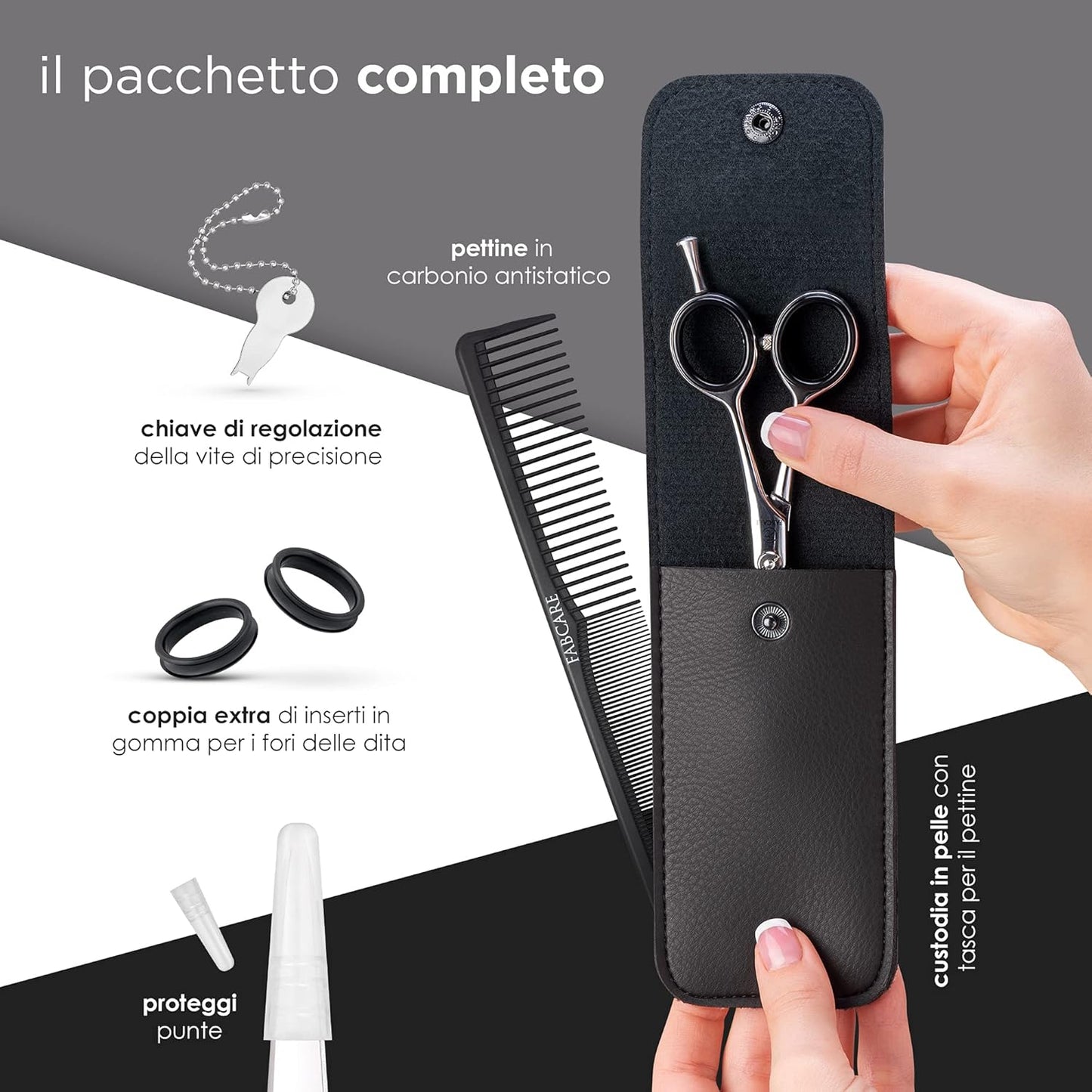 FABCARE Professional Hairdressing Scissors with Micro Serration, Extra Sharp, Ideal for Hair Cutting and Barber Use, 6 Inch Length, Ergonomic Design for Precision and Comfort