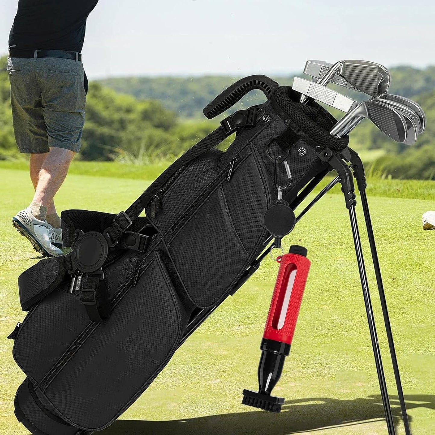 Golf Club Cleaner, Portable Brush, Multifunctional Cleaning Tool, ABS Waterproof Regripping Supplies, Essential for Practice Range and on-The-Go Maintenance, 20 x 4 cm