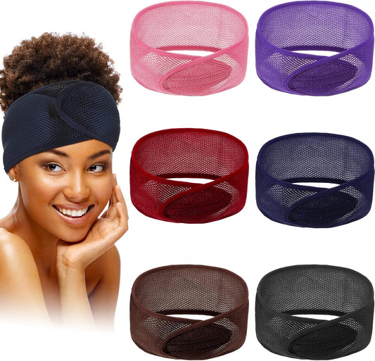 6 Pcs Mesh Hair Wraps for Black Women Adjustable Head Covers for Sleeping Face Wash Makeup Hair Accessories Headbands(Multicolored)