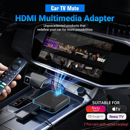 Car TV Mate HDMI for Cars with Factory CarPlay Cable, Car Streaming Device for Fire TV Stick/Roku/PS5/Switch, HDMI to USB Port Adapter, 2.4GHz WiFi, Plug and Play