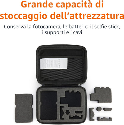 Amazon Basics Medium Protective Case for GoPro and Action Cam with Foam Inside, Portable & Lightweight, 9 x 7 x 2.5 inches, Black, Solid