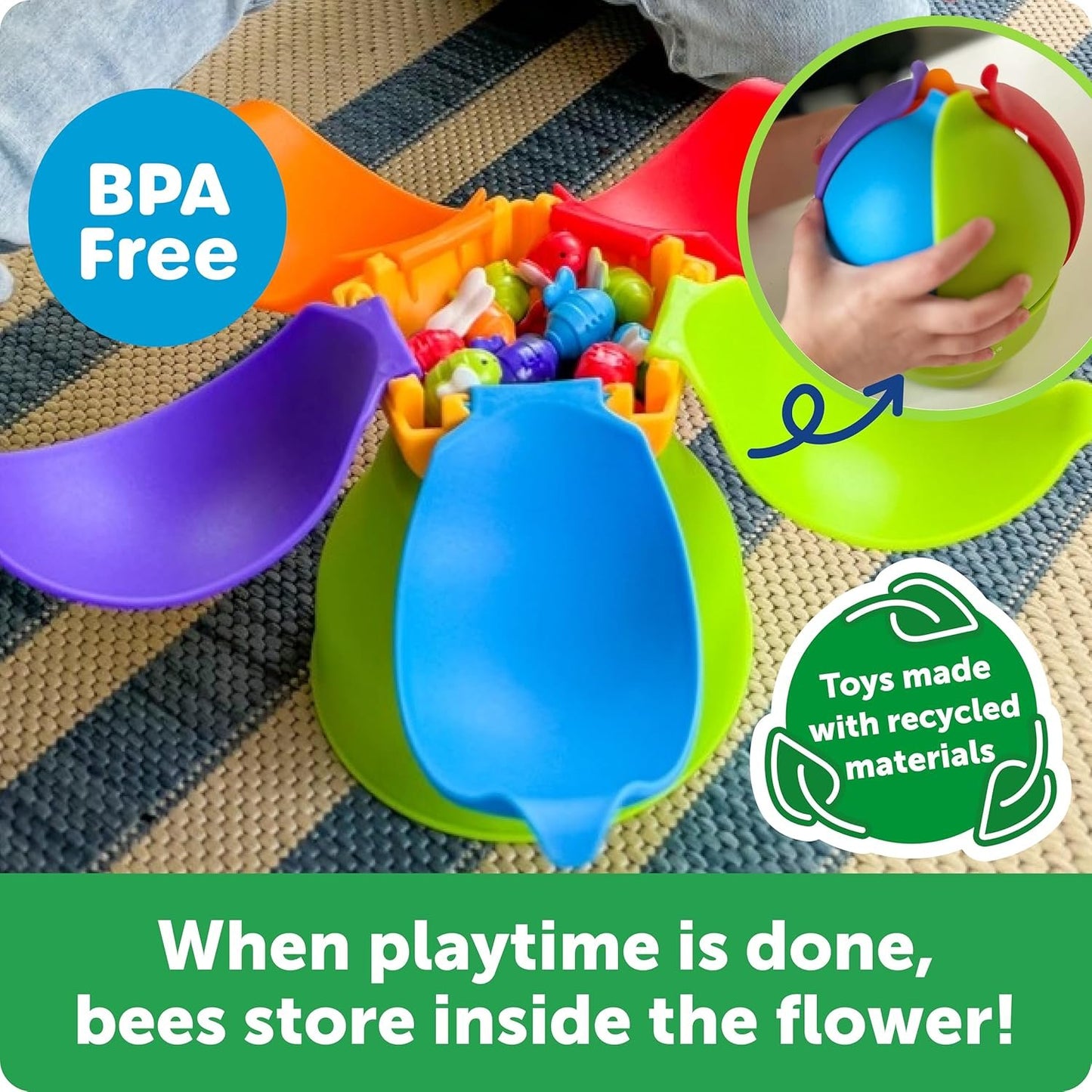 Learning Resources Blooming Balance Bees Fine Motor Sorting Eco Friendly Set - Preschool Learning Activities for Kids Ages 3+, Montessori Toys for Toddlers