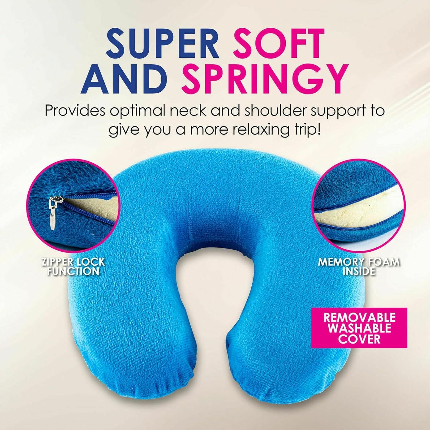 [2PCS] Swosh Travel in Comfort with 2 Pcs Memory Foam Neck Pillow, 28 x 28 x 10cm - Removable Cover, Comfortable, Blue and Green