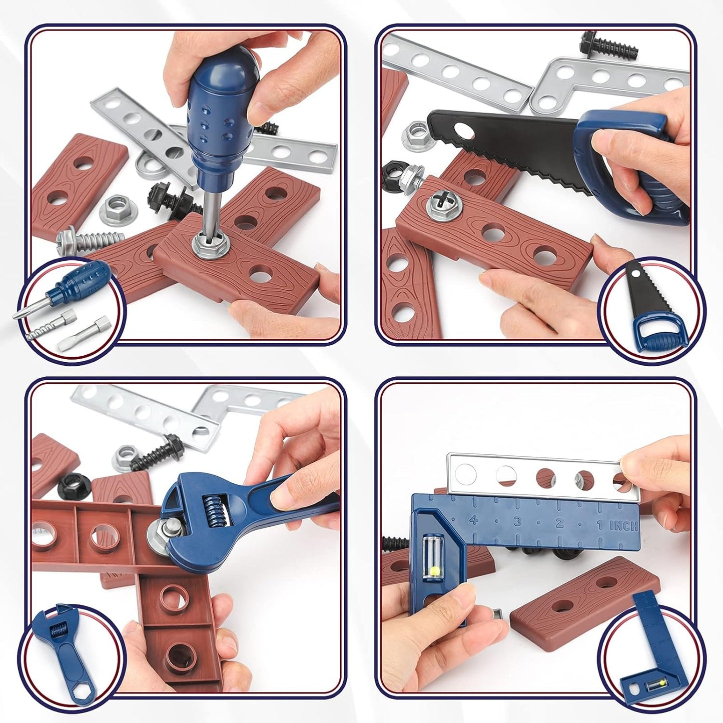 Vanplay 52 PCS Kids Tool Set Pretend Play Construction Toys Kit with Tool Box, Kids Tool Belt, Electronic Toy Drill, for Toddlers Boys Girls Ages 3 4 5 6 7 Years Old