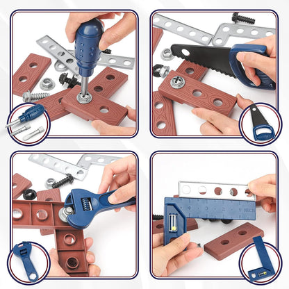 Vanplay 52 PCS Kids Tool Set Pretend Play Construction Toys Kit with Tool Box, Kids Tool Belt, Electronic Toy Drill, for Toddlers Boys Girls Ages 3 4 5 6 7 Years Old