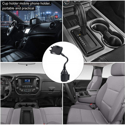DBREAKS Universal Car Cup Holder, 360° Rotated Mobile Phone Car Black with 8.5 cm Neck Flexible and Adjustable for iPhone, Smartphone and Phone